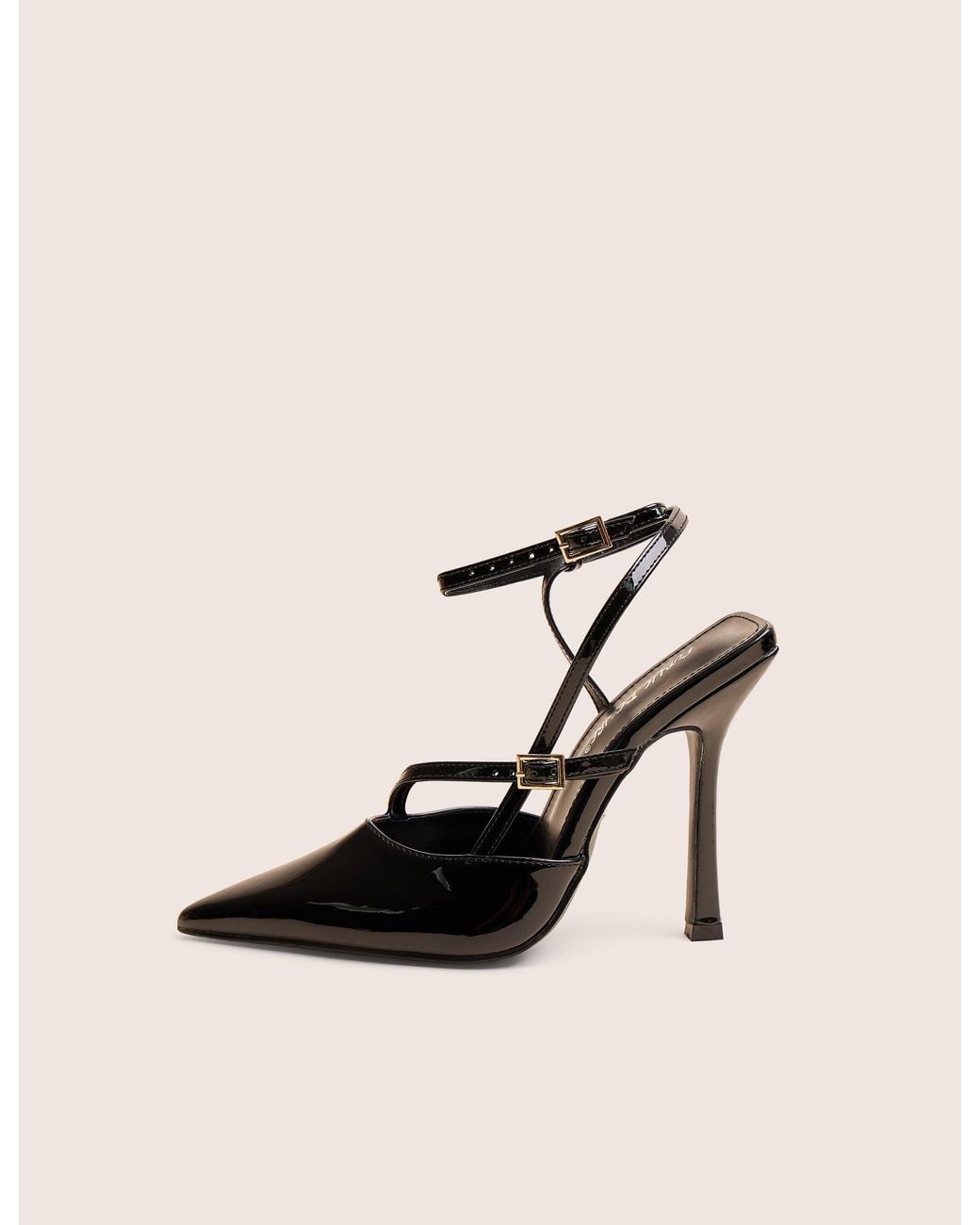 Public Desire Multicolor Idol Black Patent Buckle Strappy Detail Stiletto Court High Heels