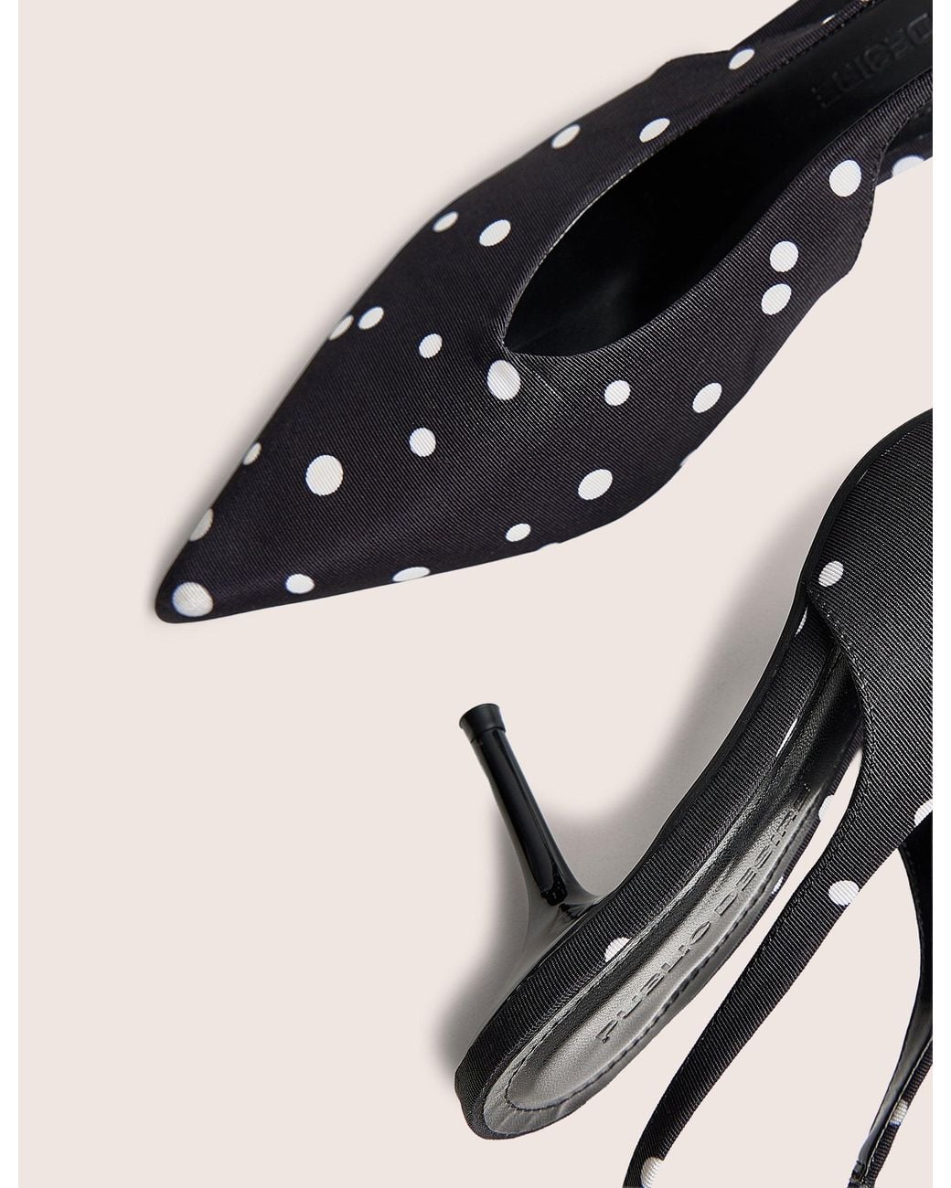 Public Desire Natural Brooke Black Polka Dot Court Mid Heels