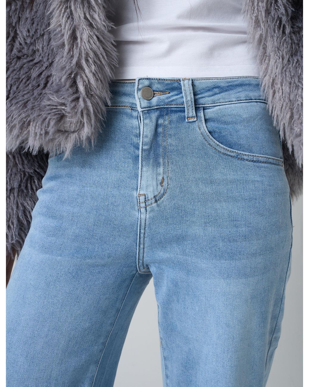 Public Desire Wide Leg High Rise Denim Jeans Blue