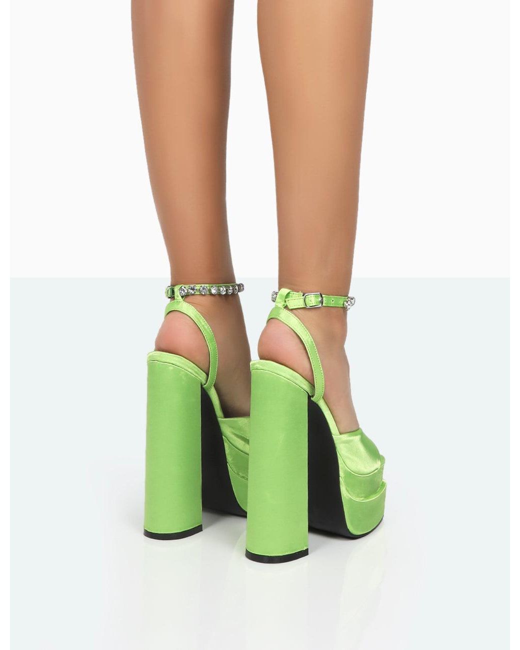Lime green top open toe heels