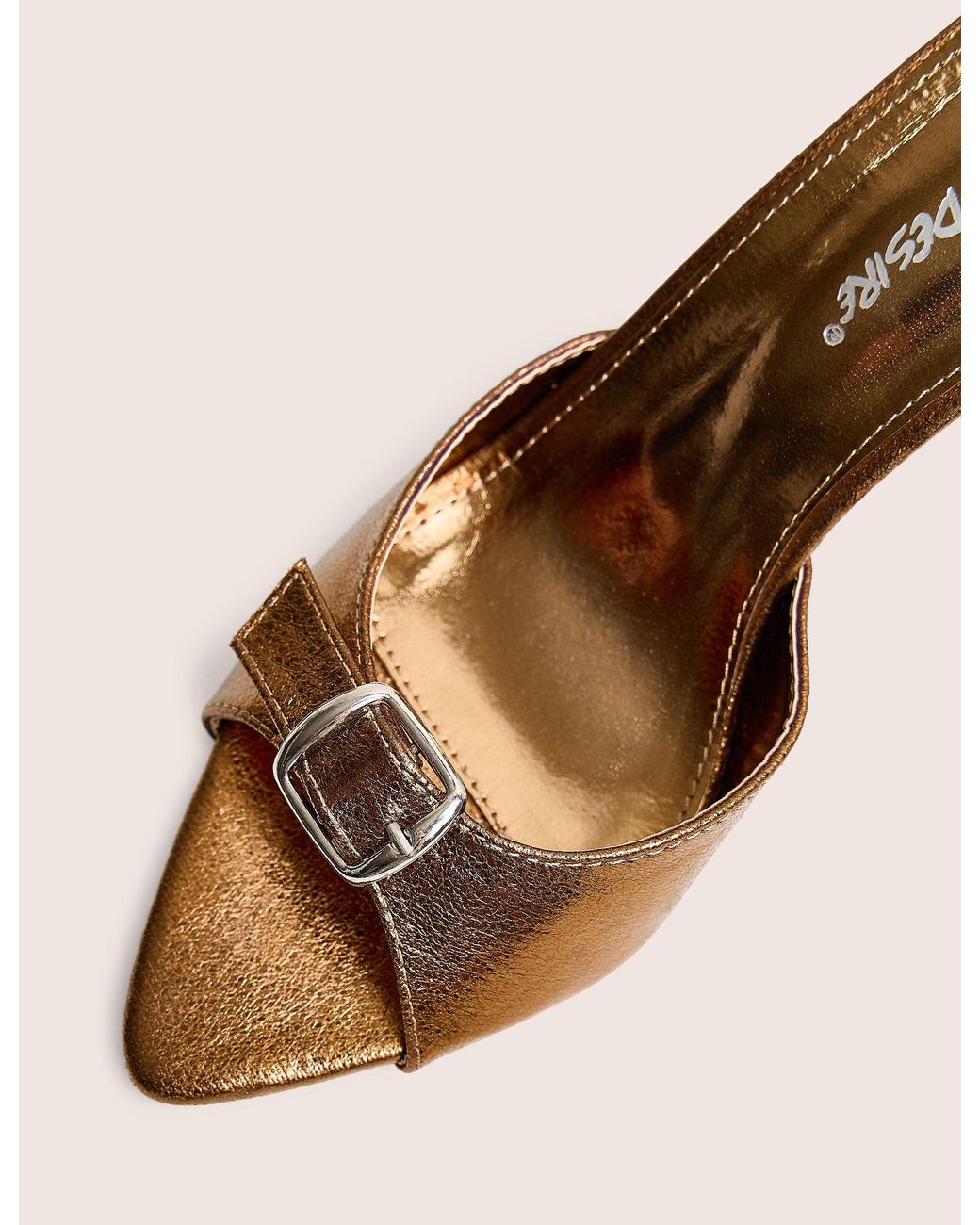 Public Desire Natural Ledi Bronze Metallic Mule High Heel