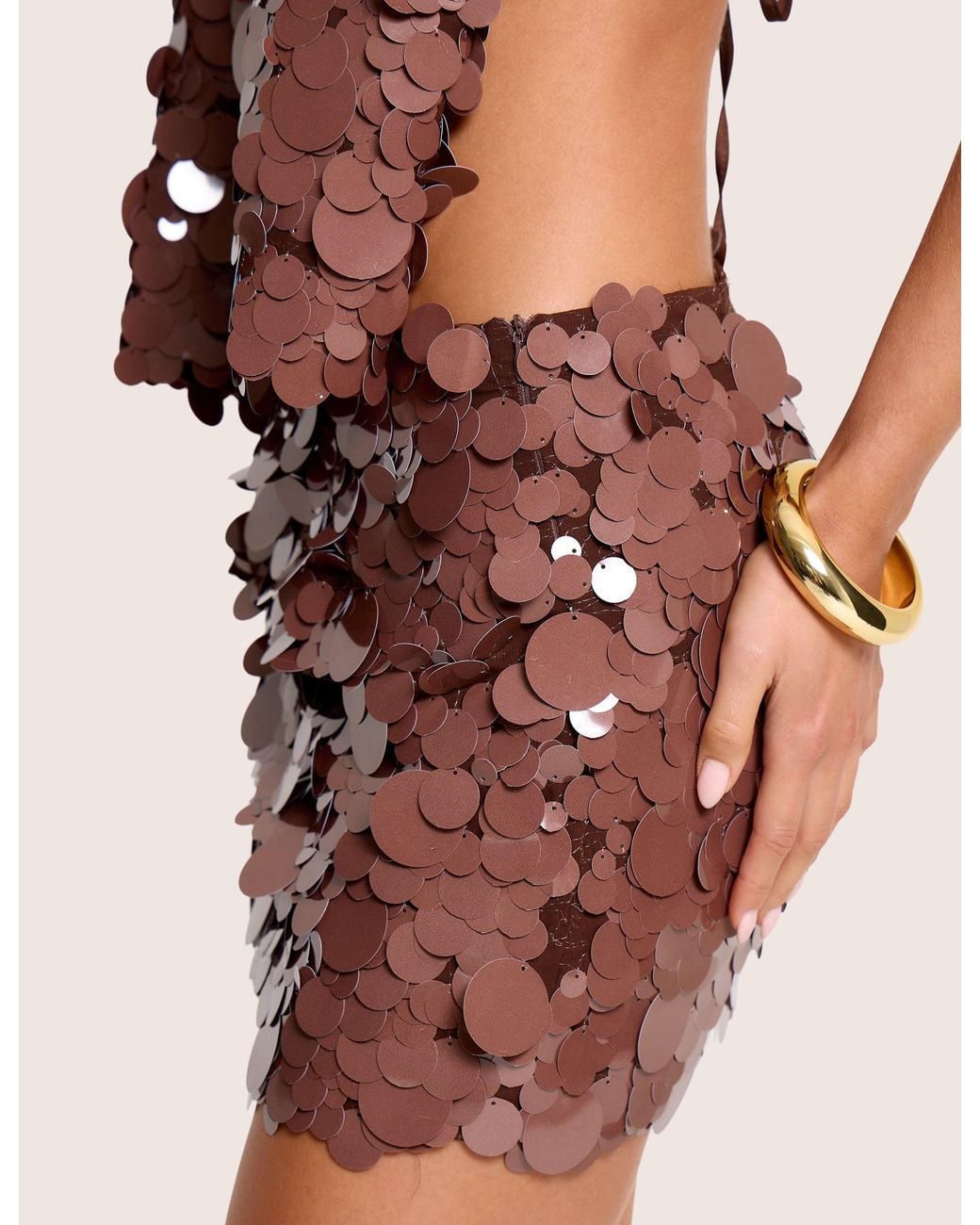 Public Desire Multicolor Large Disc Sequin Co Ord Mini Skirt Brown