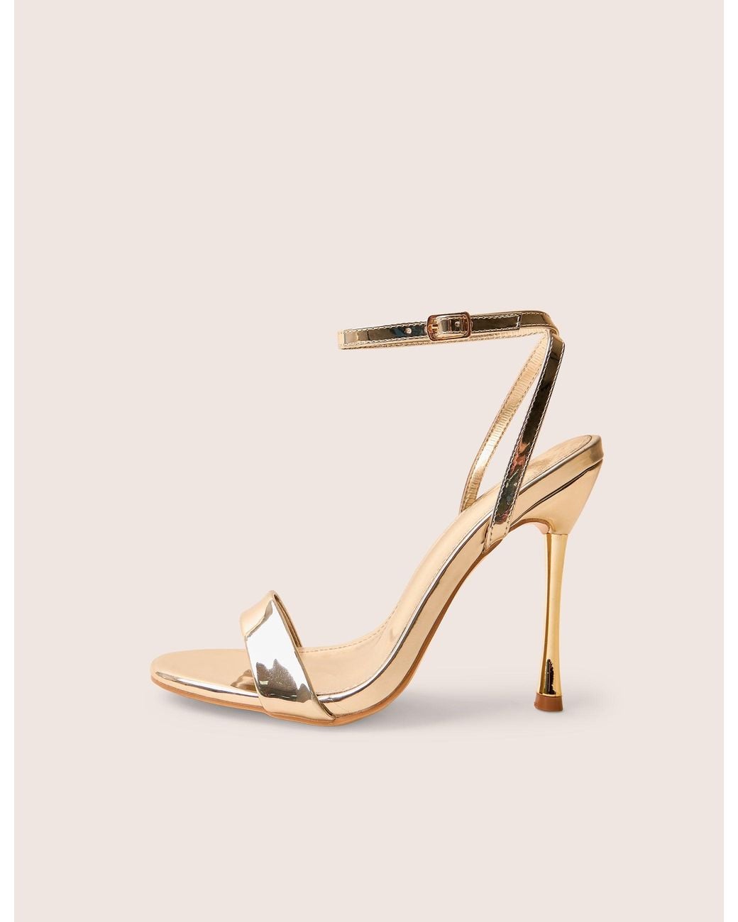 Public Desire White Soho Gold Metallic Barely There Strappy Stiletto Heels