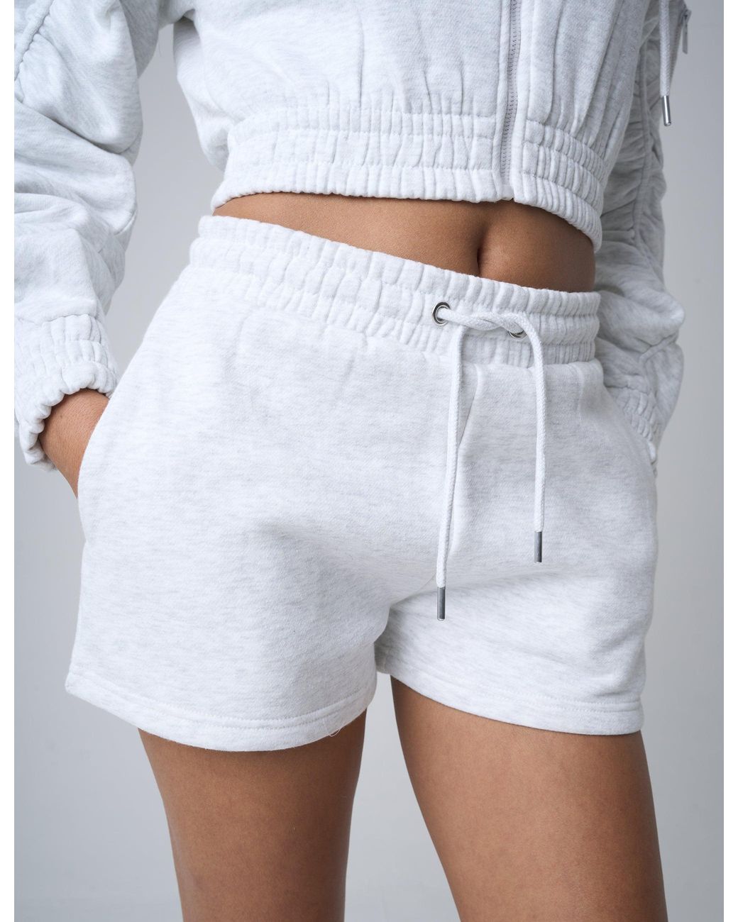 Public Desire Blue Sweat Shorts Grey Marl