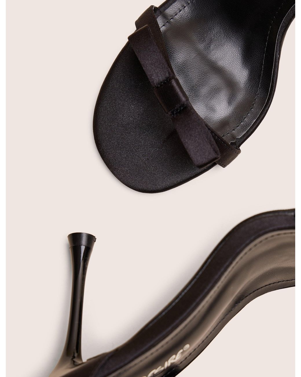 Public Desire Natural Novie Black Ankle Strap Bow Detail Heels