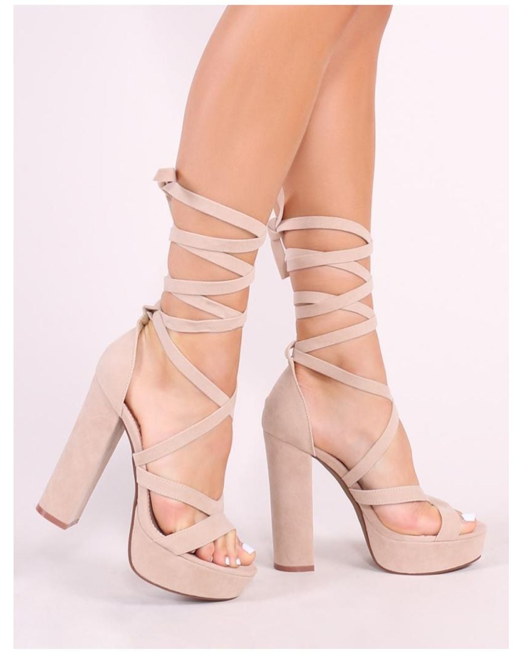 Public Desire Stella Lace Up Heels In 