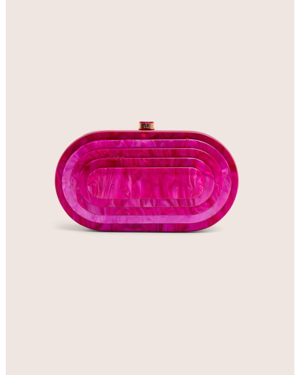 Public Desire Pink The Cleo Marble Resin Oval Clutch Bag