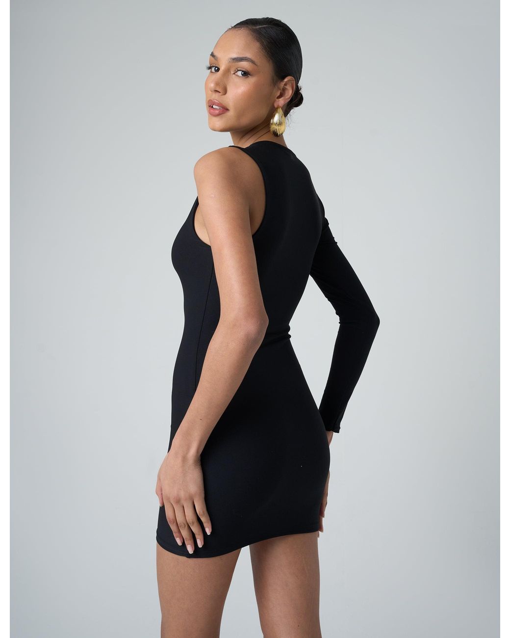 Public Desire Slinky One Shoulder Mini Dress Black