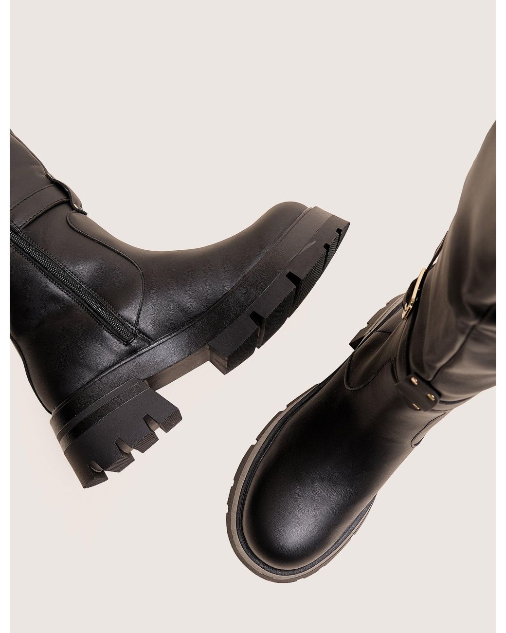 Public Desire Zelda Black Pocket And Zip Detail Over The Knee Boots