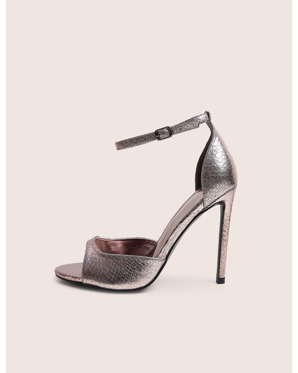 Public Desire Natural Gilded Pewter Metallic Strappy High Heel