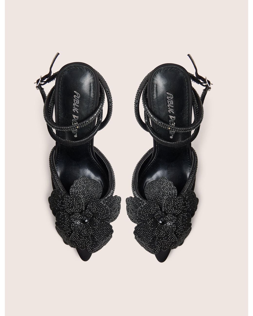 Public Desire Natural Bloomer Black Flower Embellished Court Heel