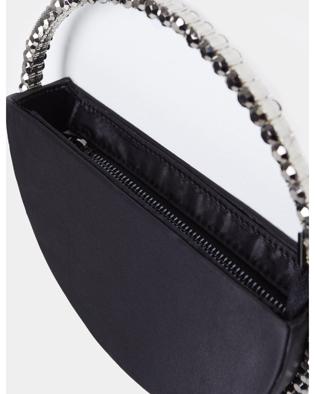 Public Desire Blue The Alessia Black Satin Circle Diamante Mini Handbag