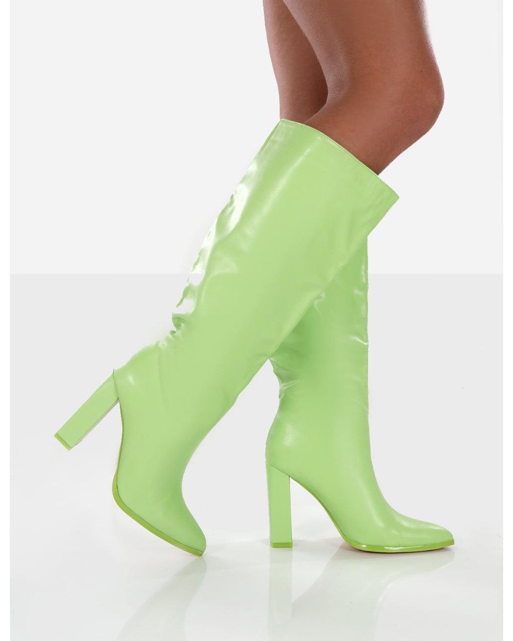 Square Toe Knee High Block Boots 