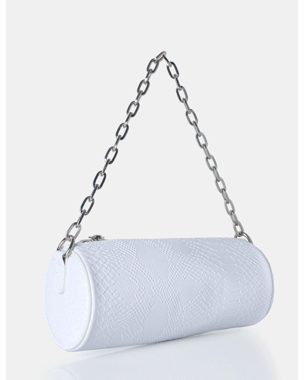 Public Desire The Claudia White Croc Shoulder Bag