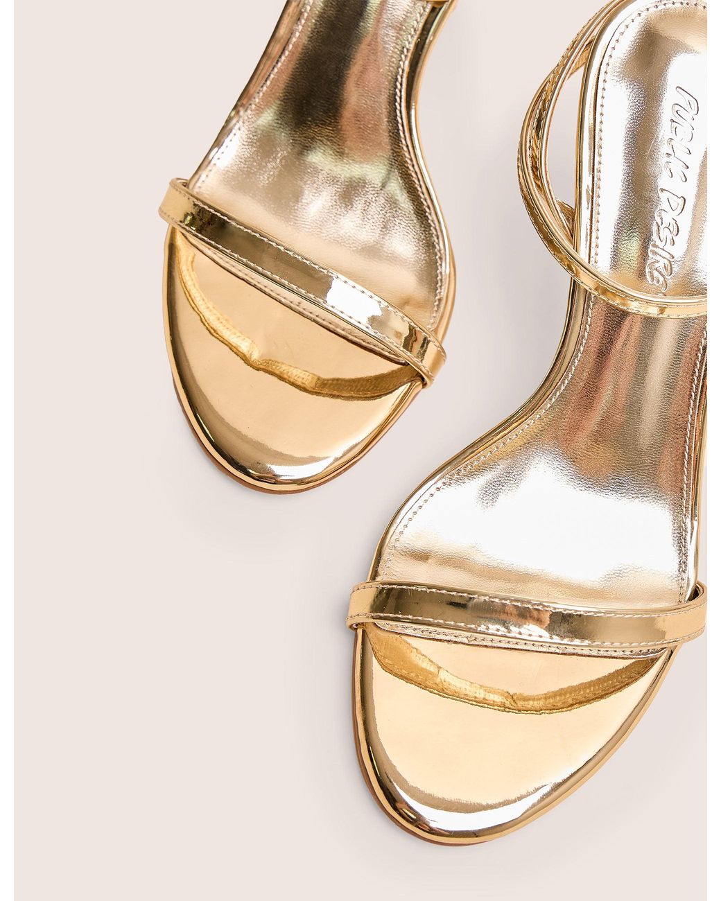 Public Desire Natural Selene Gold Curved Heels Barely There