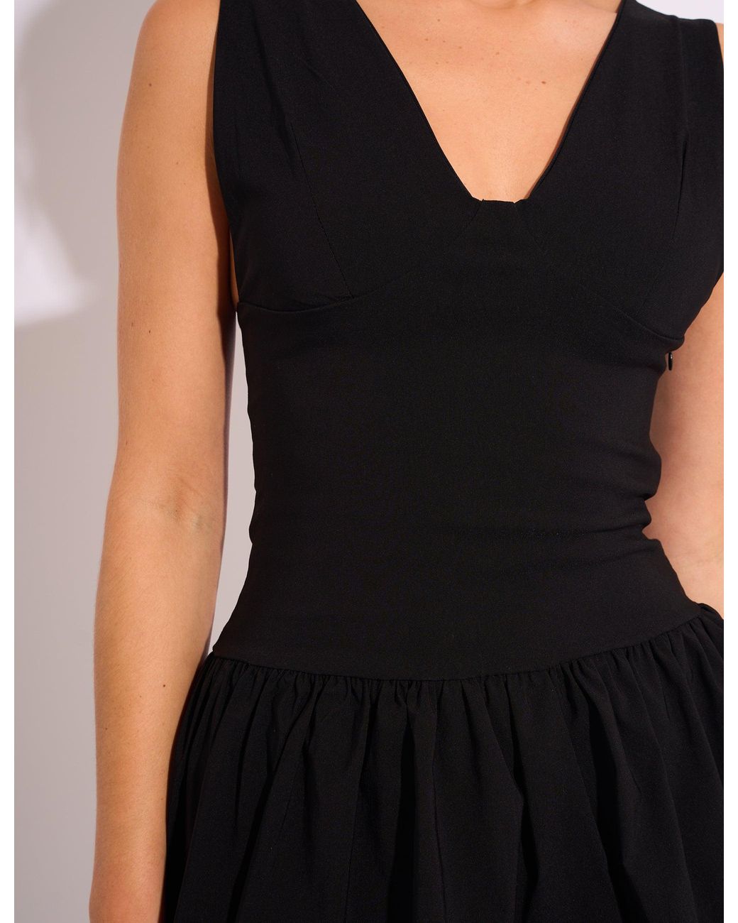 Public Desire Plunge Bubble Hem Mini Dress Black
