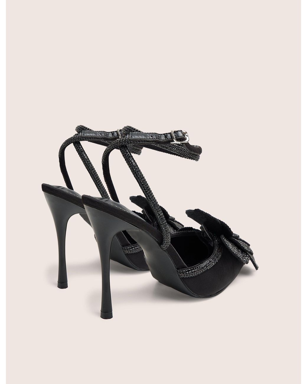 Public Desire Natural Bloomer Black Flower Embellished Court Heel