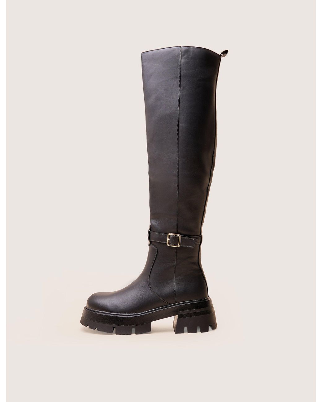 Public Desire Zelda Black Pocket And Zip Detail Over The Knee Boots