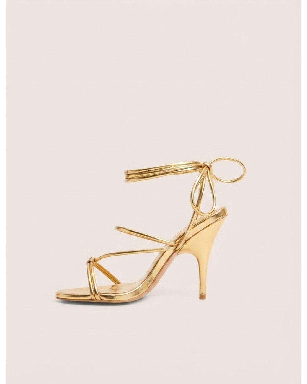 Public Desire Natural Marcel Gold Strappy Ankle Tie High Heels