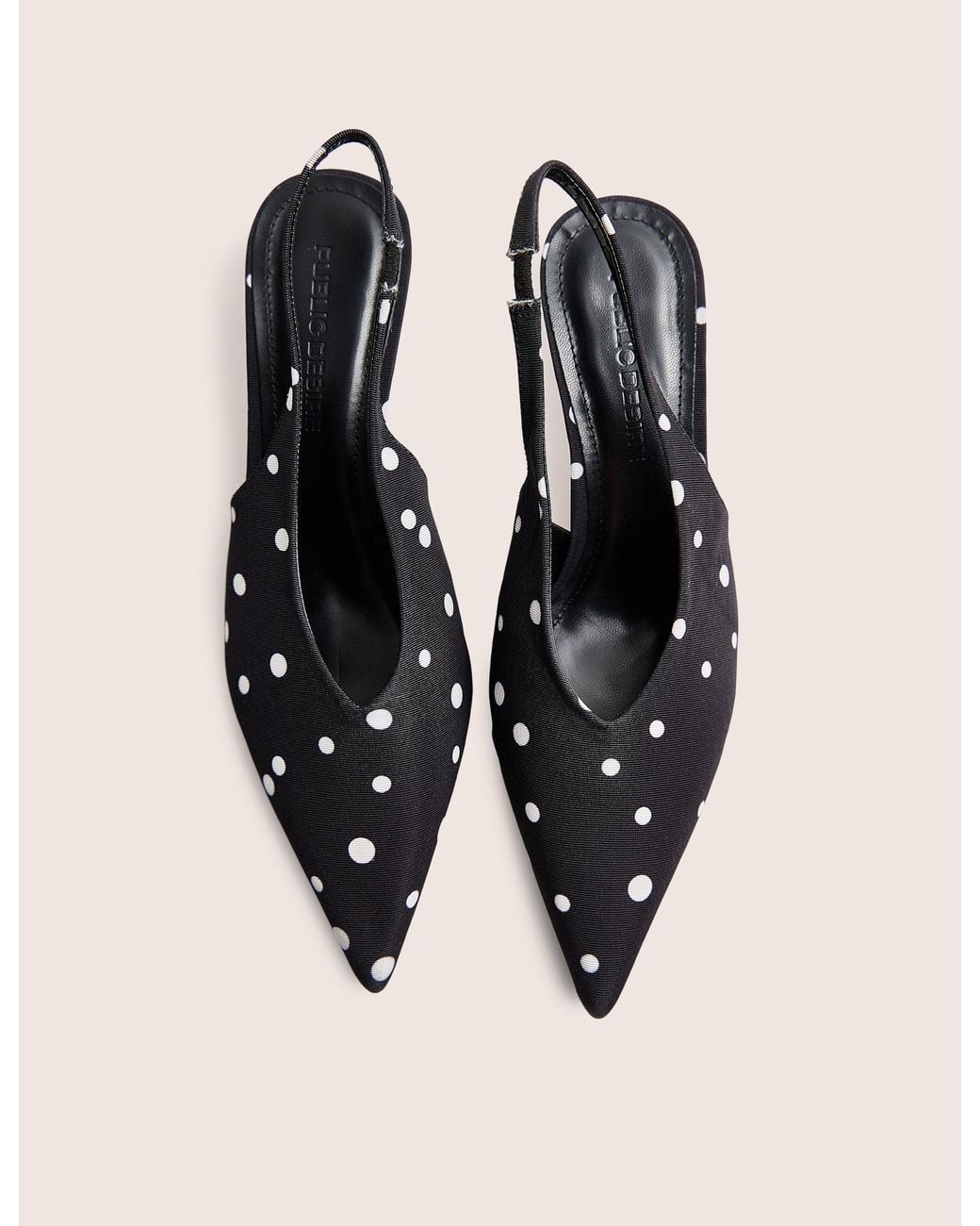 Public Desire Natural Brooke Black Polka Dot Court Mid Heels