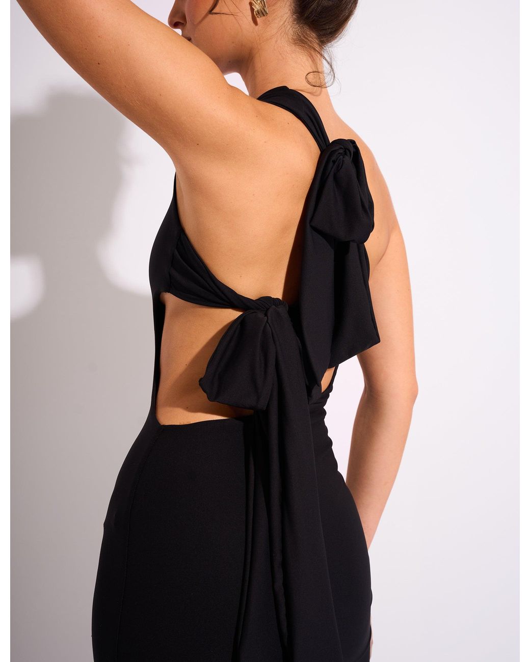 Public Desire Cut Out Detail Tie Back Luxe Slinky Mini Dress Black