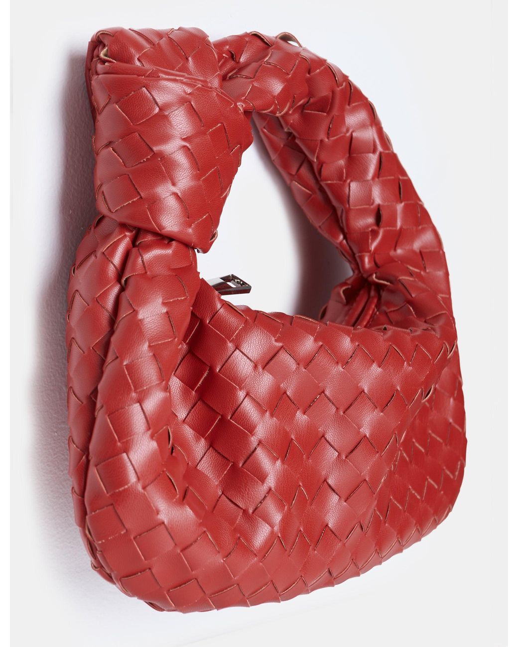 Public Desire The Blame Red Woven Pu Knot Detail Mini Pu Bag