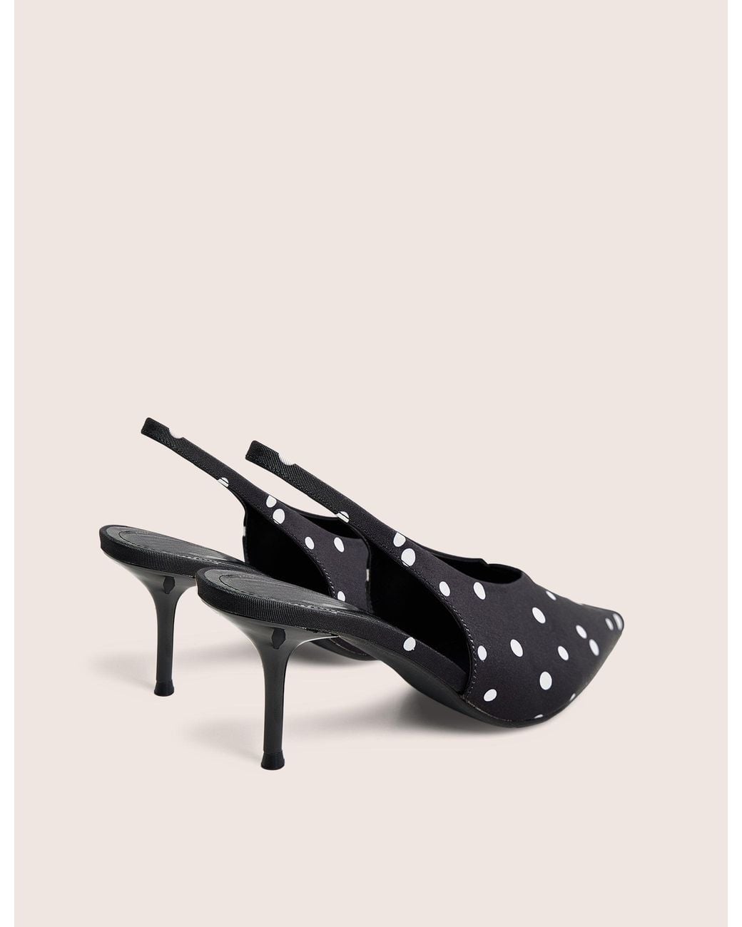 Public Desire Natural Brooke Black Polka Dot Court Mid Heels