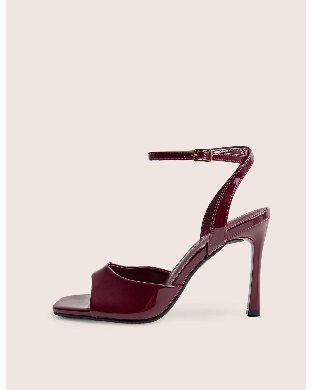 Public Desire Pink June Burgundy Ankle Strap Peep Toe Heels