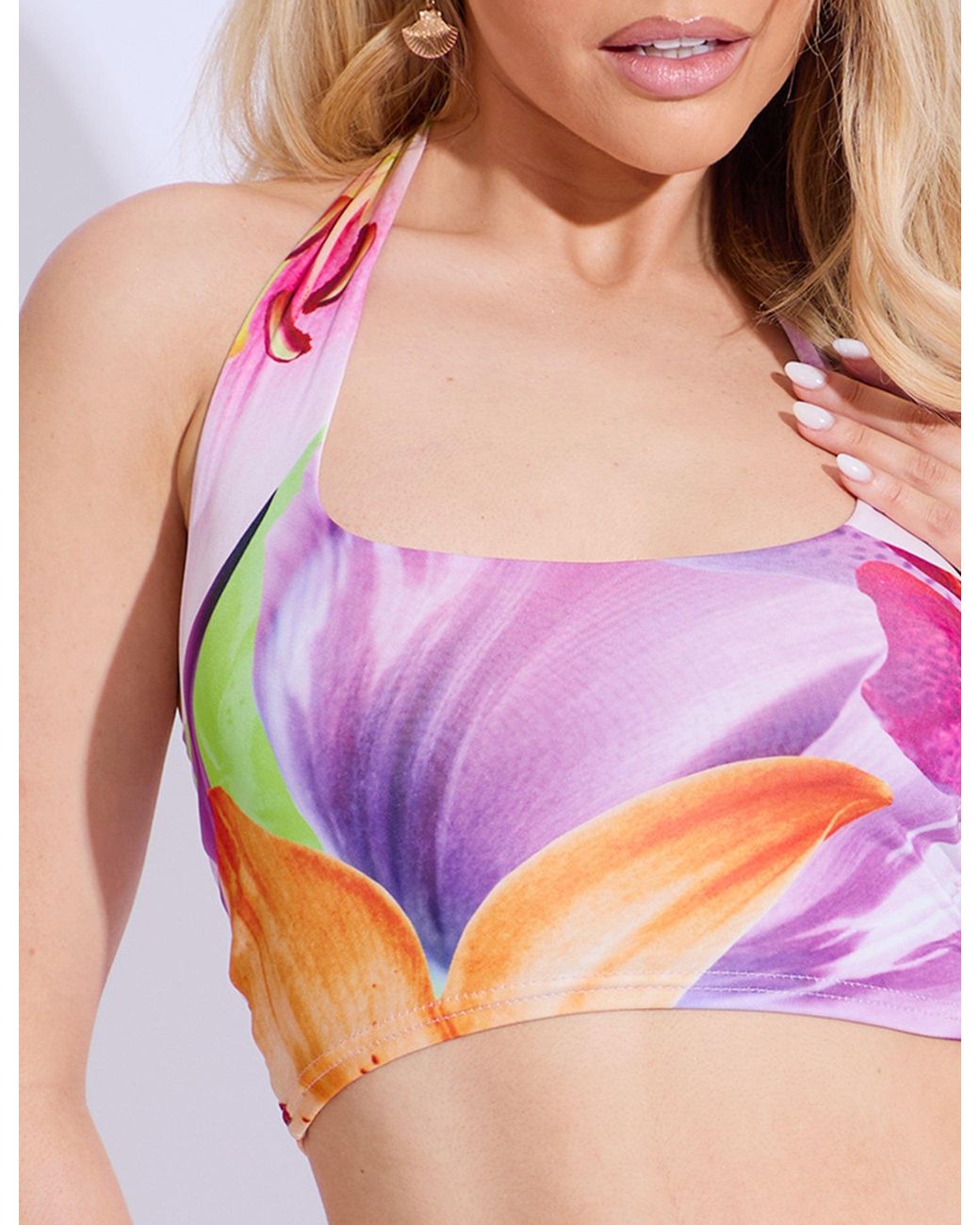 Public Desire Pink Printed Halter Neck Crop Top Co-ord Floral