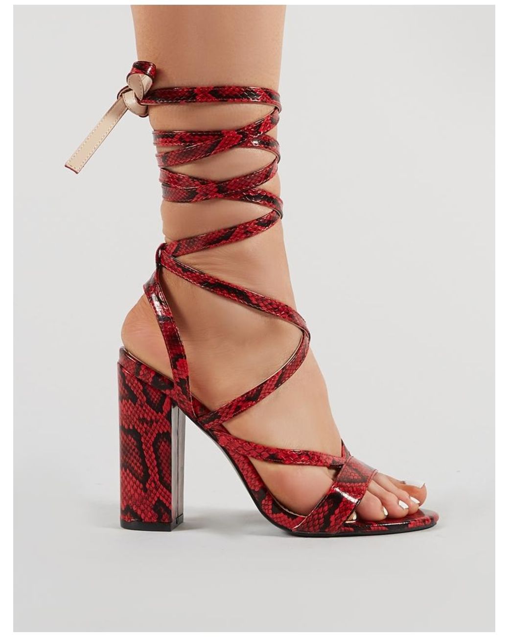 Julia Block Lace Up Heels 
