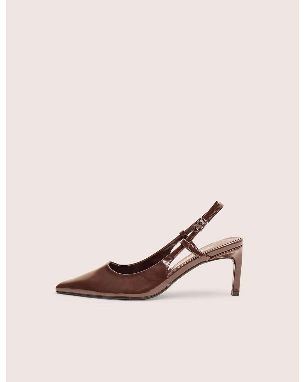 Public Desire Natural Salsa Chocolate Sling Back Pointed Toe Heels