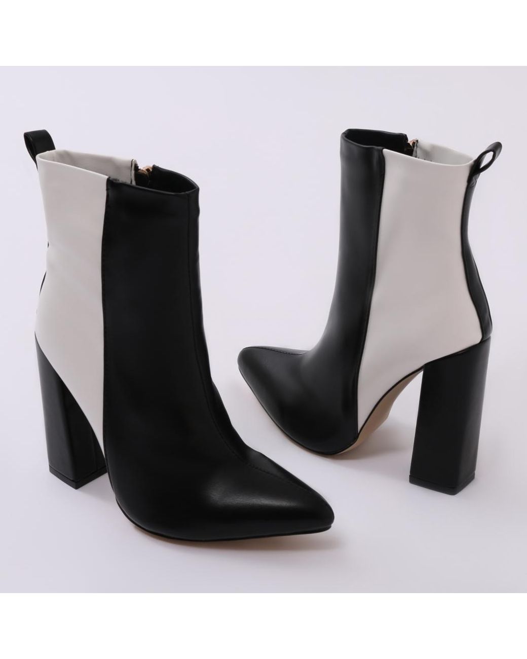 Public Desire Mode Two-tone Ankle Boots In Black And White | Lyst