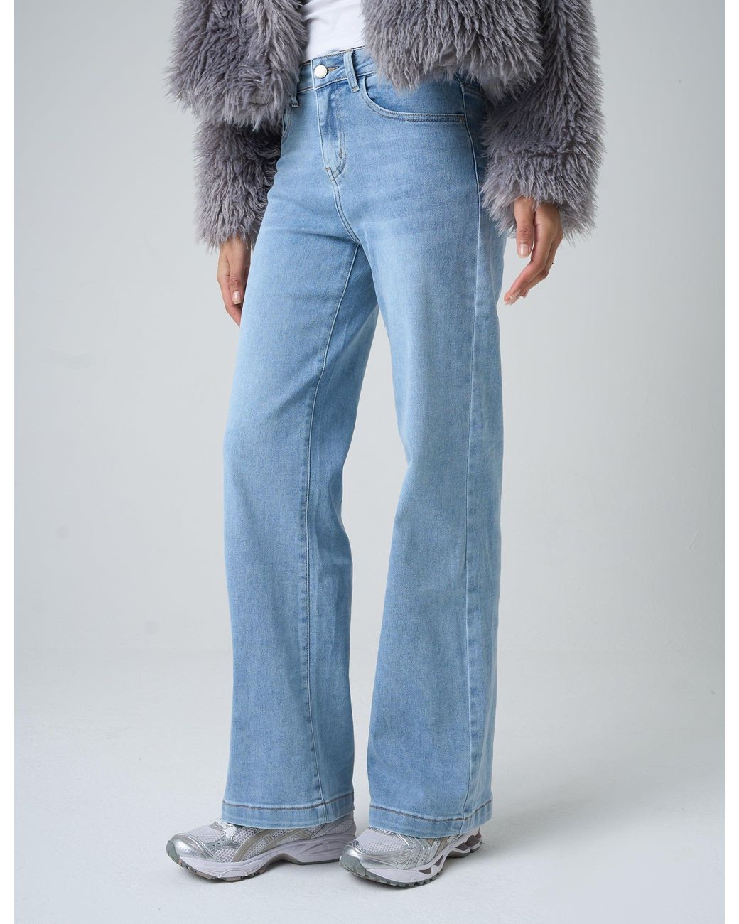 Public Desire Wide Leg High Rise Denim Jeans Blue