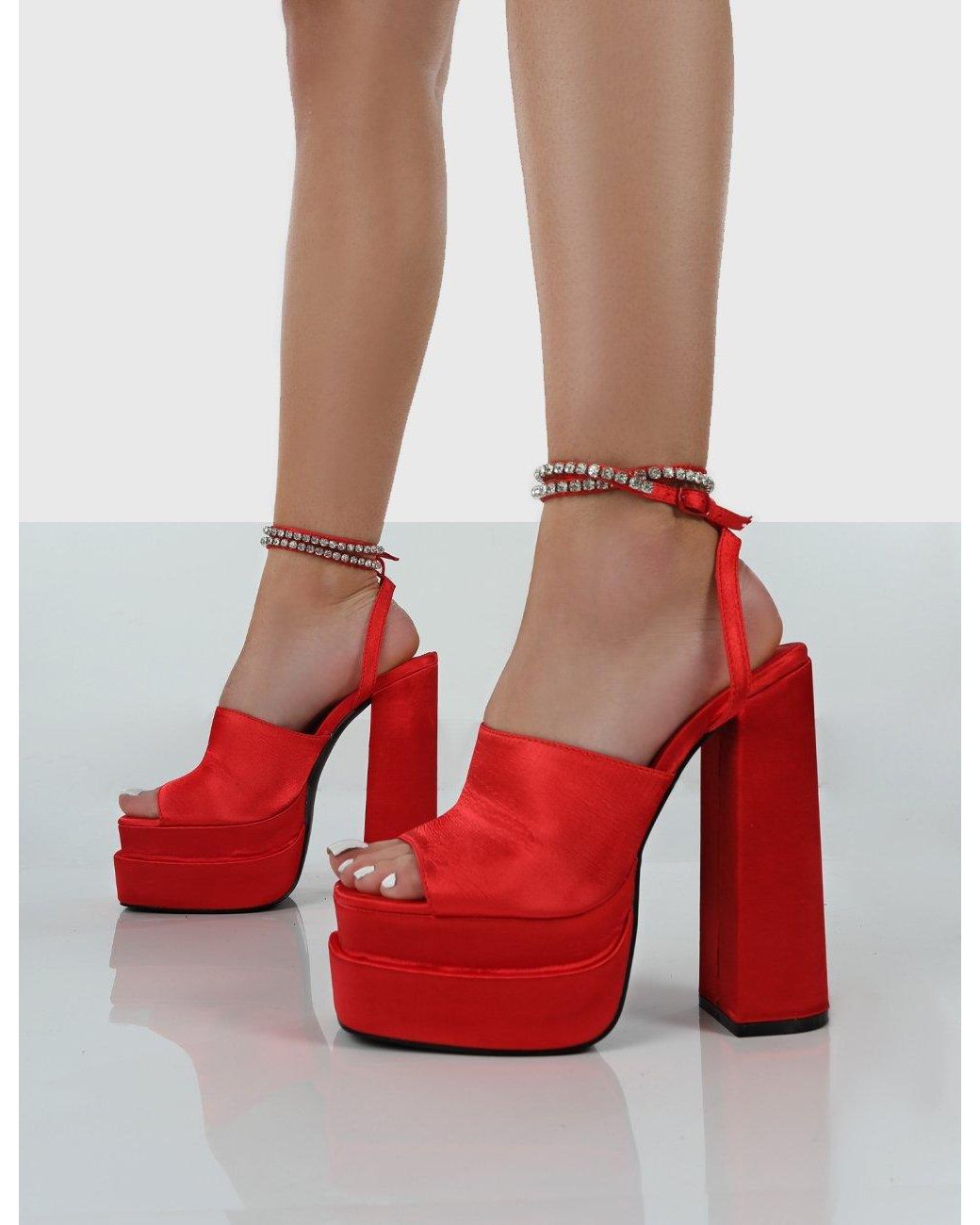 red statement heels