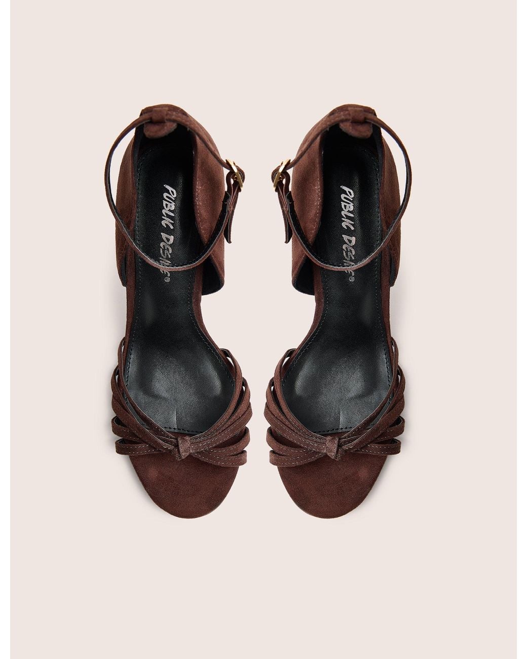 Public Desire Natural Alice Chocolate Brown Suedette Wedge Heels