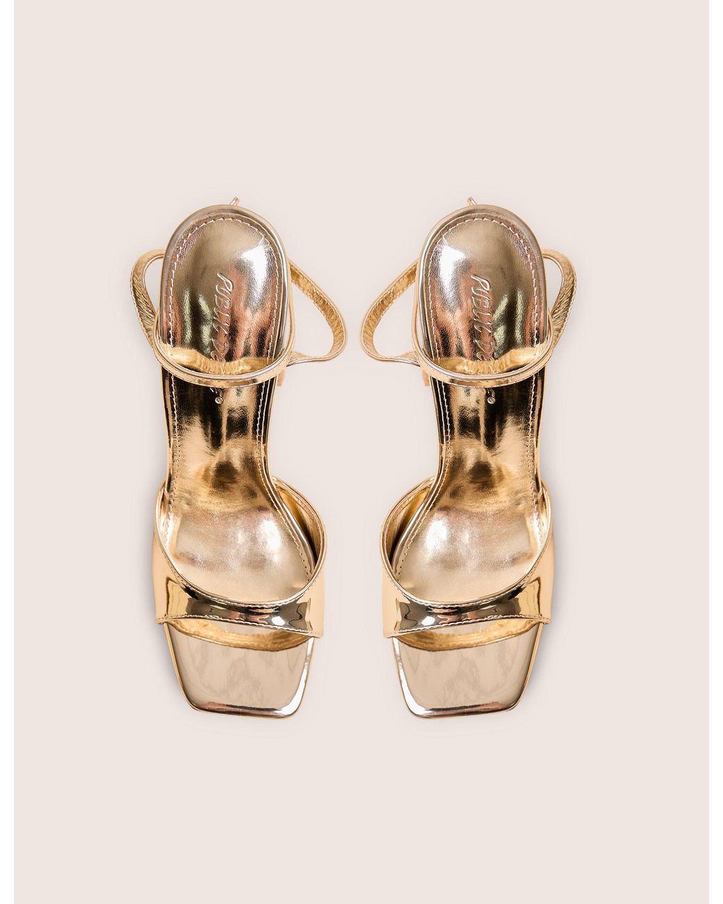 Public Desire Natural Resist Gold Peep Toe Barely There Platform Heels