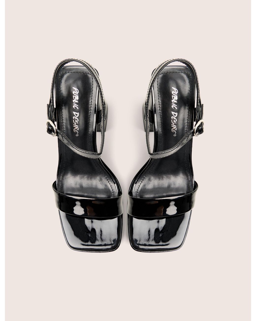 Public Desire Figure Black Platform Patent High Heel