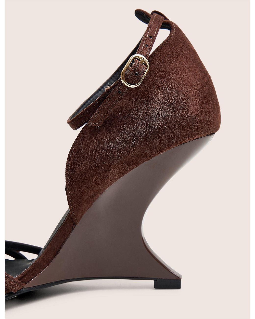 Public Desire Natural Alice Chocolate Brown Suedette Wedge Heels