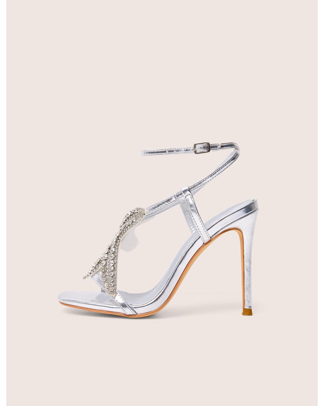 Public Desire Natural Lumi Silver Starfish Detail Tie High Heels