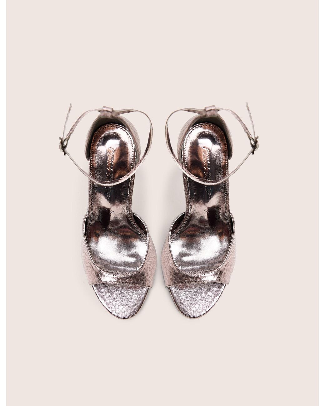 Public Desire Natural Gilded Pewter Metallic Strappy High Heel