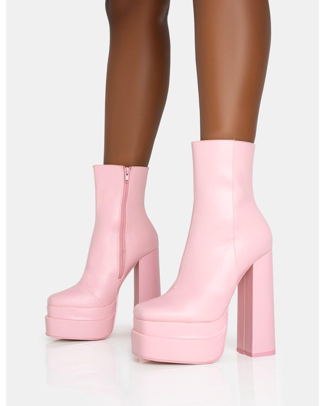 Pink platform ankle clearance boots