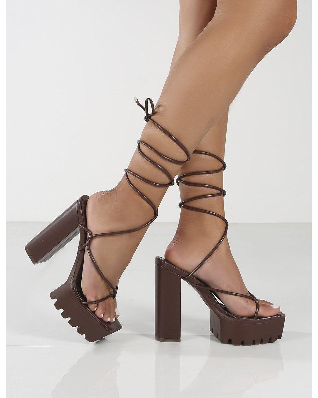Wide Width Pointed Toe Post Lace Up Heels | boohoo