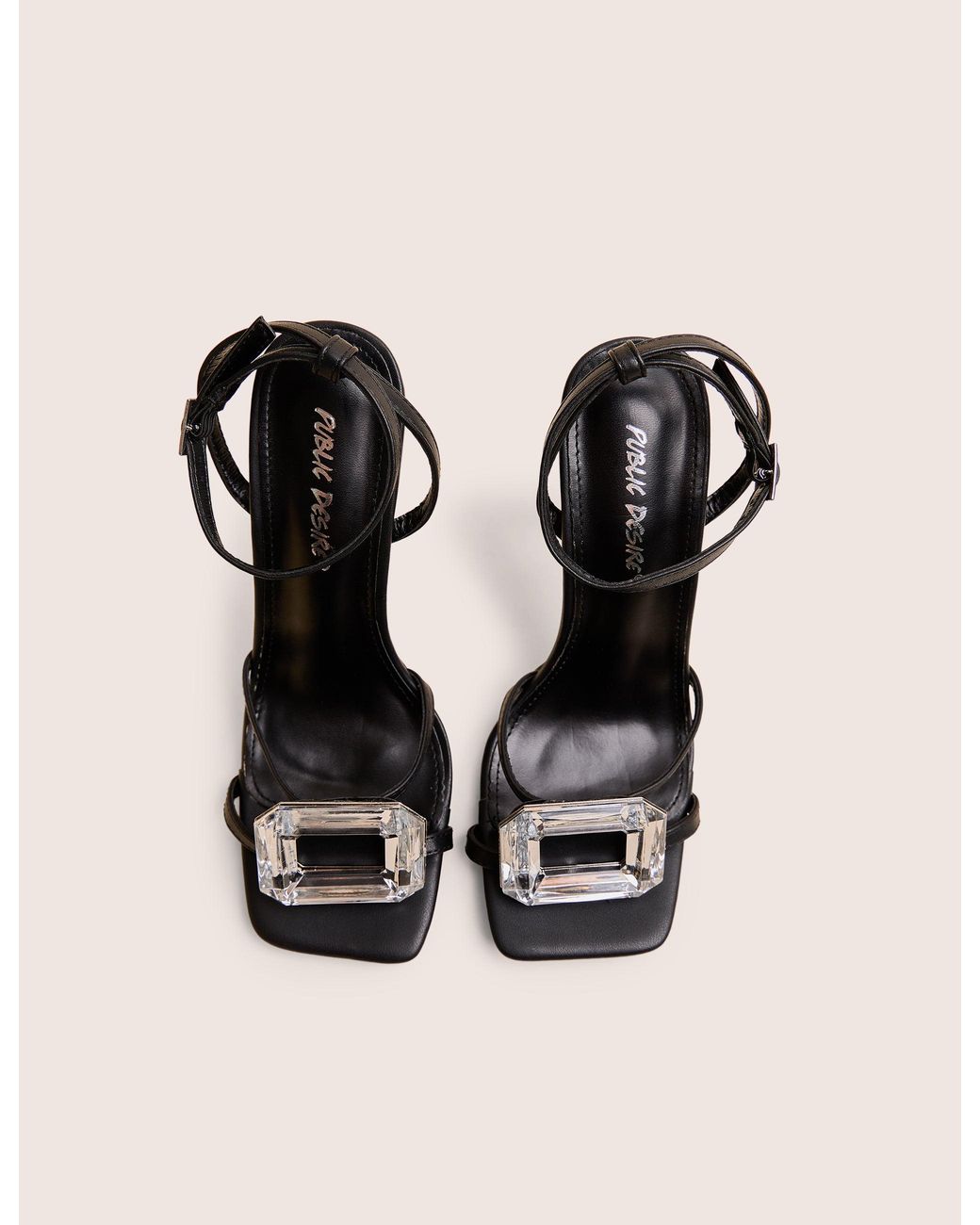 Public Desire Vela Black Jewel Detail High Heel