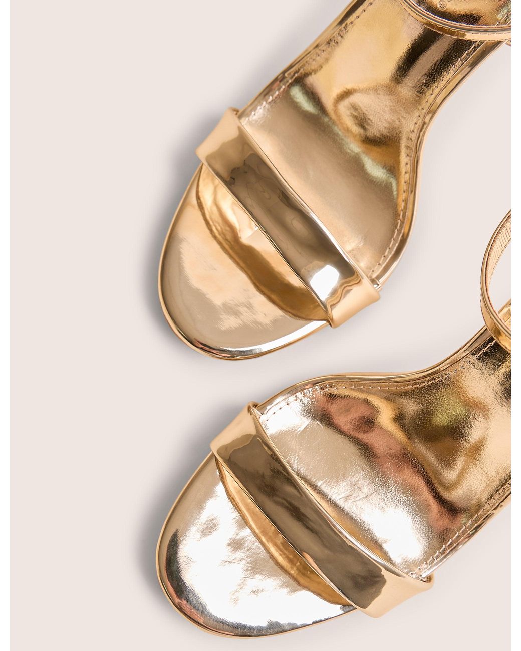 Public Desire White Soho Gold Metallic Barely There Strappy Stiletto Heels