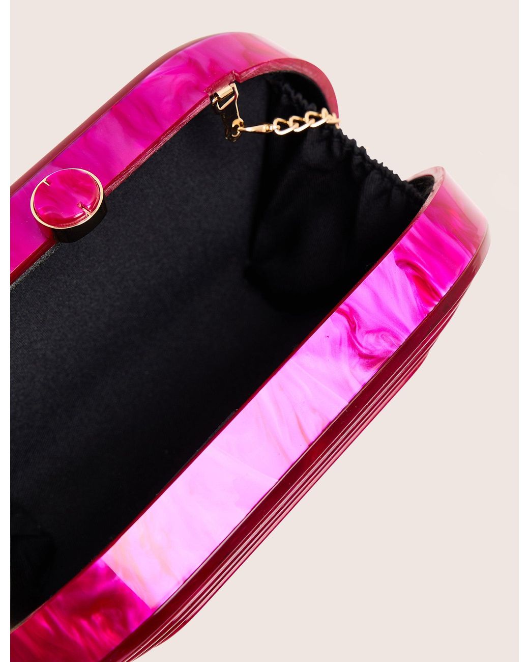 Public Desire Pink The Cleo Marble Resin Oval Clutch Bag