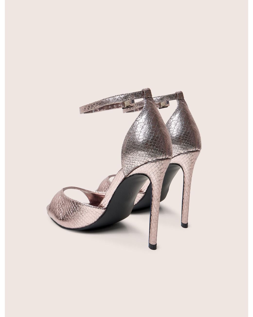 Public Desire Natural Gilded Pewter Metallic Strappy High Heel