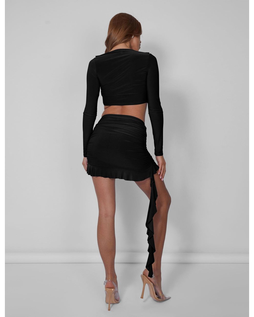Public Desire Frill Detail Ruched Mini Skirt Black
