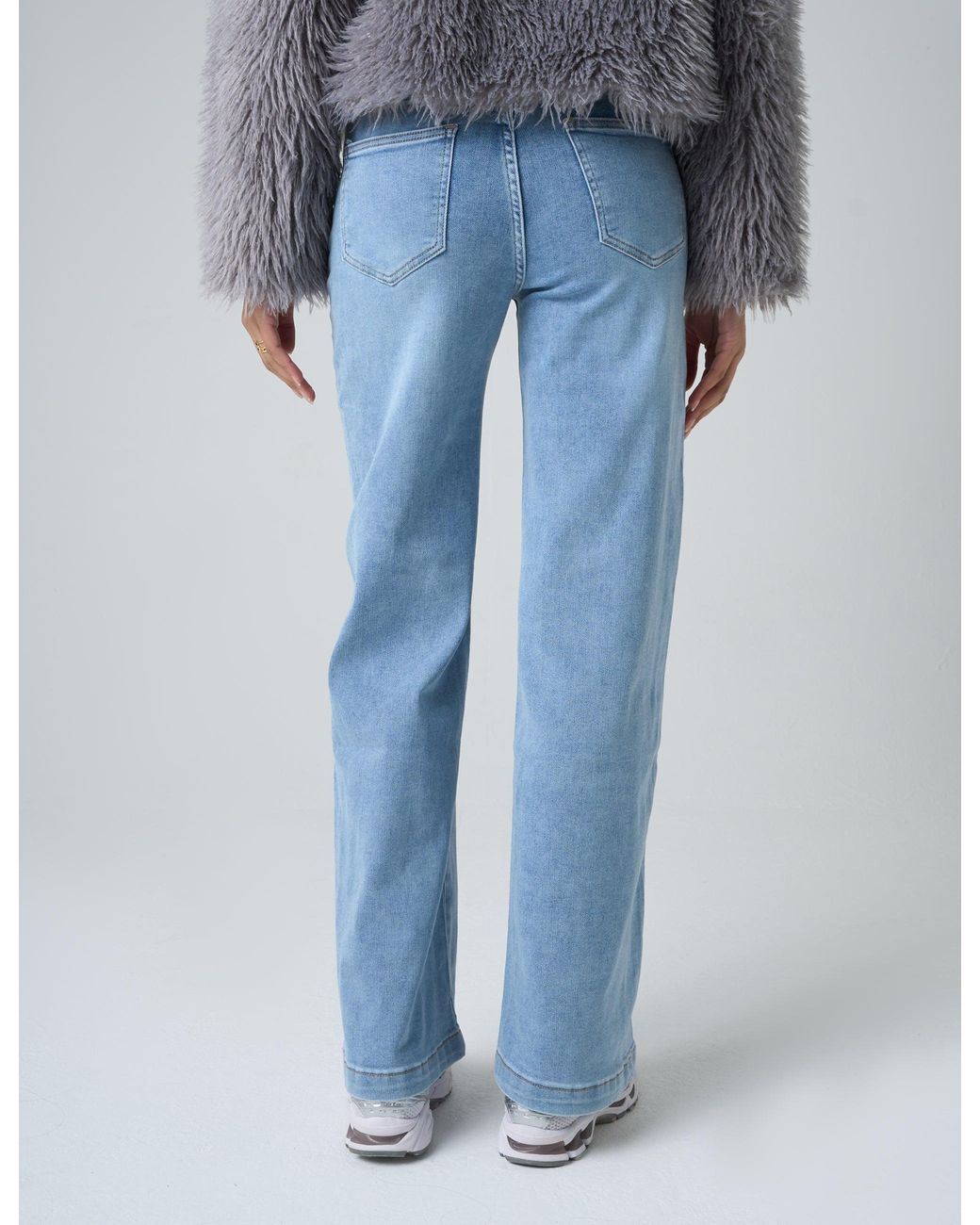Public Desire Wide Leg High Rise Denim Jeans Blue