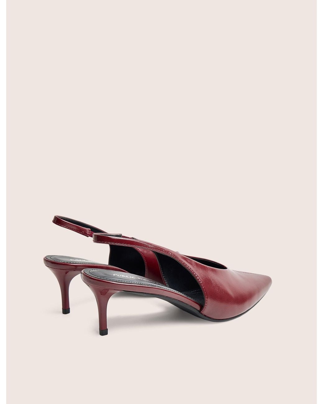 Public Desire Pink Lychee Burgundy Pu Strappy Mid Heel Court Slingback