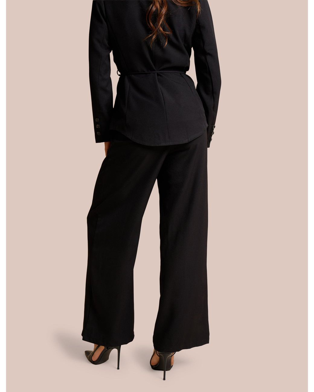 Public Desire Natural High Waist Tailored Wide Leg Trouser Black
